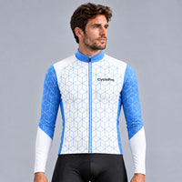 MAILLOT LONG DE CYCLISME HIVER BLEU - CUBIC+