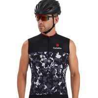 Maillot Cyclisme sans manches Noir et Blanc Military