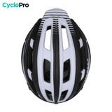 casque velo avec visiere noir blanc arriere