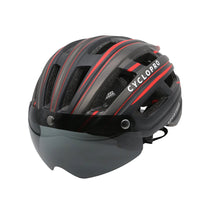 casque velo avec visiere noir et rouge
