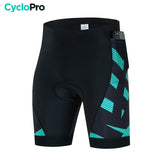 cuissard cycliste 3 poches turquoise 