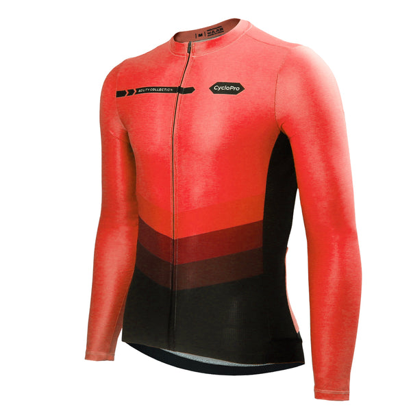 maillot long cycliste agility rouge 3
