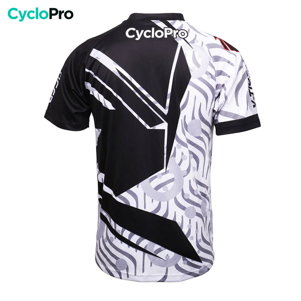 maillot vtt homme manche courte gris et rouge dos