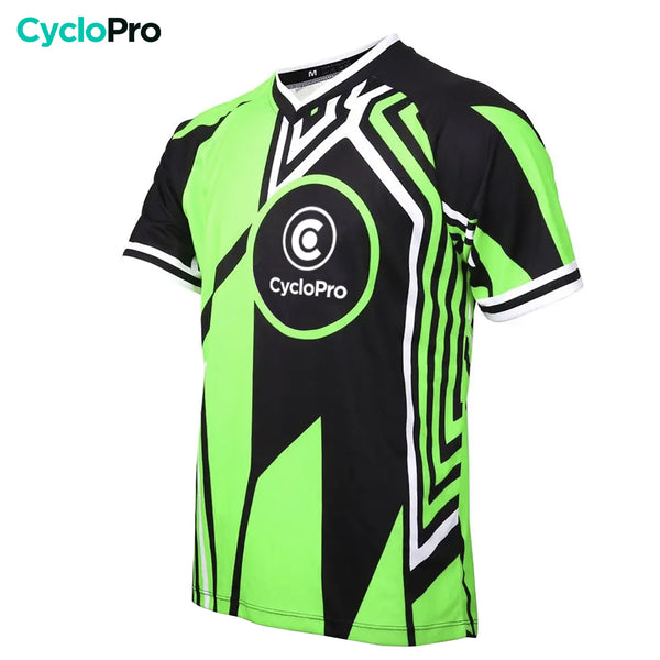 maillot vtt homme manche courte vert fluo noir 3 4