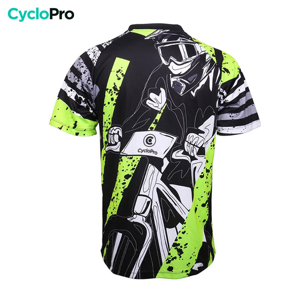 maillot vtt homme manche courte vert noir dos