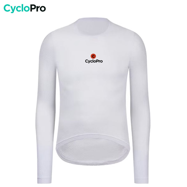 sous maillot velo manches longues blanc