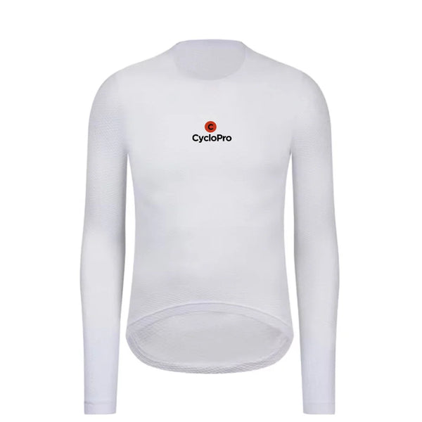 sous maillot velo manches longues blanc