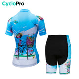 tenue cyclisme femme happy bleue bretelles dos