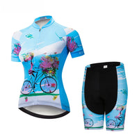 tenue cyclisme femme happy bleue sans bretelles