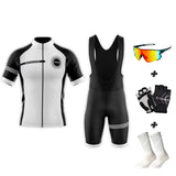 Eklïps de paquete de verano blanco completo - atuendo de ciclismo + mitones + calcetines + gafas