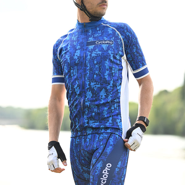 tenue cycliste homme pixel bleue 5