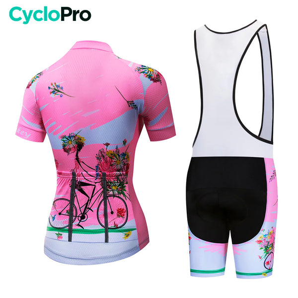 tenue velo de route rose happy dos