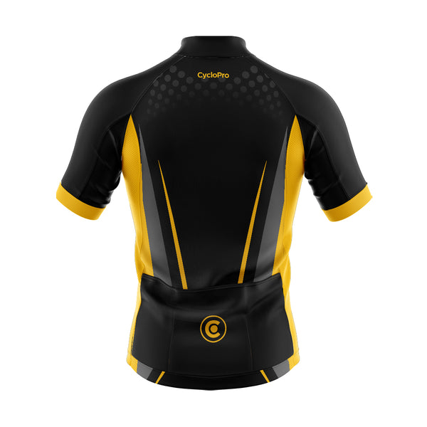 tenue cyclisme noire et jaune solidity maillot dos