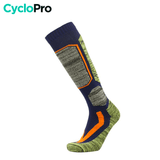 Chaussettes cyclisme hiver grises et jaunes confort