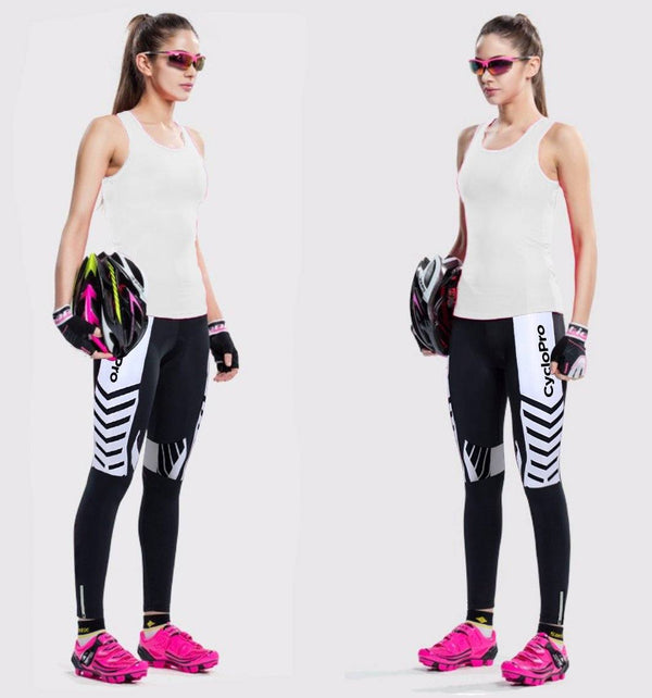 COLLANT CYCLISTE POUR FEMMES NOIRE ET BLANC - AUTOMNE Collant cyclisme femme CycloPro 