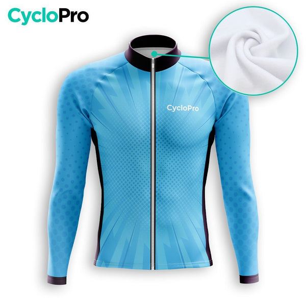 MAILLOT LONG DE CYCLISME AUTOMNE BLEU - SPEED+ maillot automne cyclisme GT-Cycle Outdoor Store 