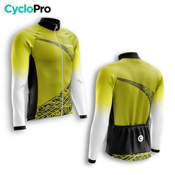 MAILLOT LONG DE CYCLISME AUTOMNE JAUNE - TRACE+ Maillot cycliste automne GT-Cycle Outdoor Store 