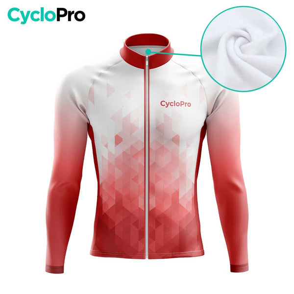 MAILLOT LONG DE CYCLISME AUTOMNE ROUGE - CRISTAL+ maillot automne cyclisme GT-Cycle Outdoor Store 