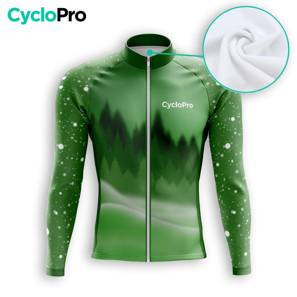 MAILLOT LONG DE CYCLISME AUTOMNE VERT - SNOW+ maillot automne cyclisme GT-Cycle Outdoor Store 