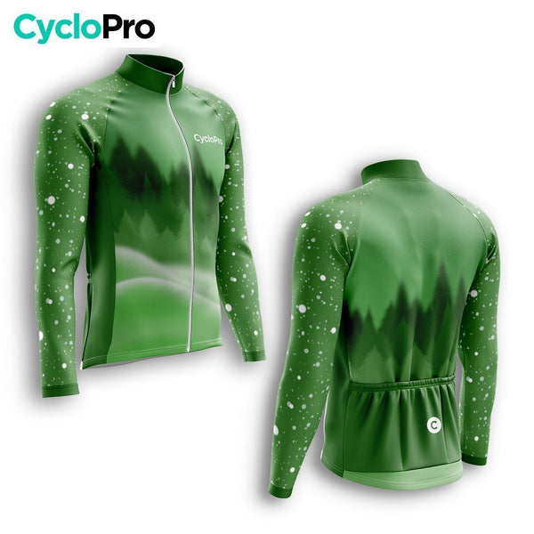 MAILLOT LONG DE CYCLISME AUTOMNE VERT - SNOW+ maillot automne cyclisme GT-Cycle Outdoor Store 