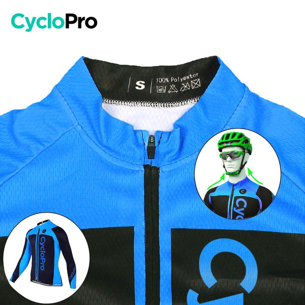 MAILLOT LONG DE CYCLISME BLEU - AUTOMNE - FLASH+ Maillot long pour homme GT-Cycle Outdoor Store 