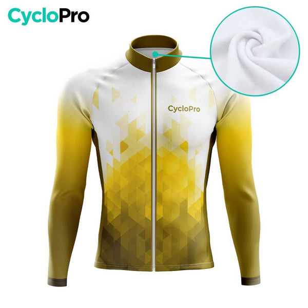 MAILLOT LONG DE CYCLISME HIVER JAUNE - CRISTAL+ Maillot thermique homme GT-Cycle Outdoor Store 