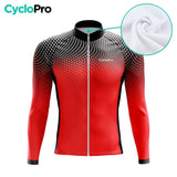 MAILLOT LONG DE CYCLISME HIVER ROUGE - DIMENSION+ - DESTOCKAGE Maillot thermique homme Cyclo Pro 