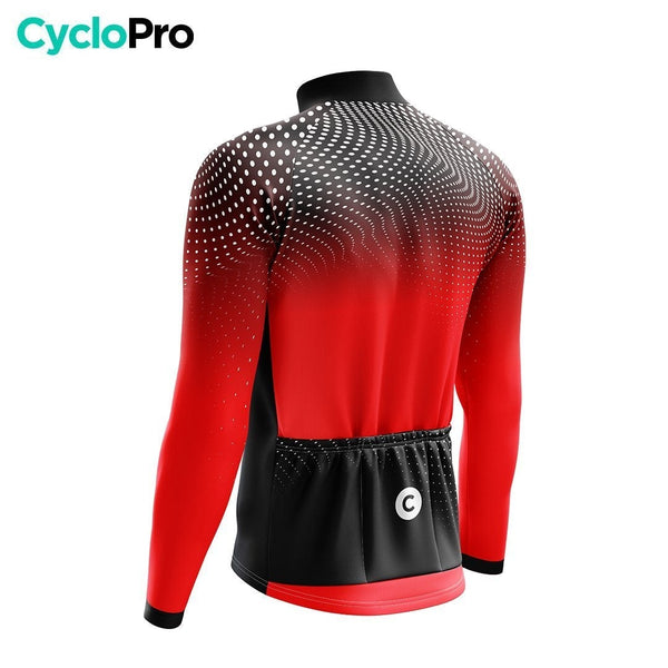 MAILLOT LONG DE CYCLISME HIVER ROUGE - DIMENSION+ - DESTOCKAGE Maillot thermique homme Cyclo Pro 