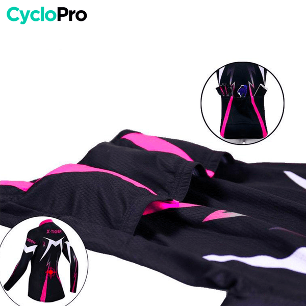 MAILLOT LONG DE CYCLISME ROSE - AUTOMNE - CONFORT+ - DESTOCKAGE maillot manches longues pour femme GT-Cycle Outdoor Store 