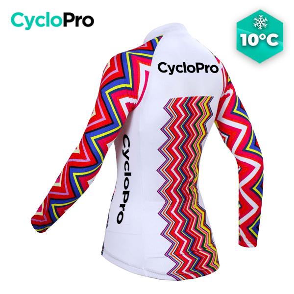 MAILLOT LONG DE CYCLISME ROSE - AUTOMNE - MOSAIQUE+ maillot manches longues pour femme GT-Cycle Outdoor Store 