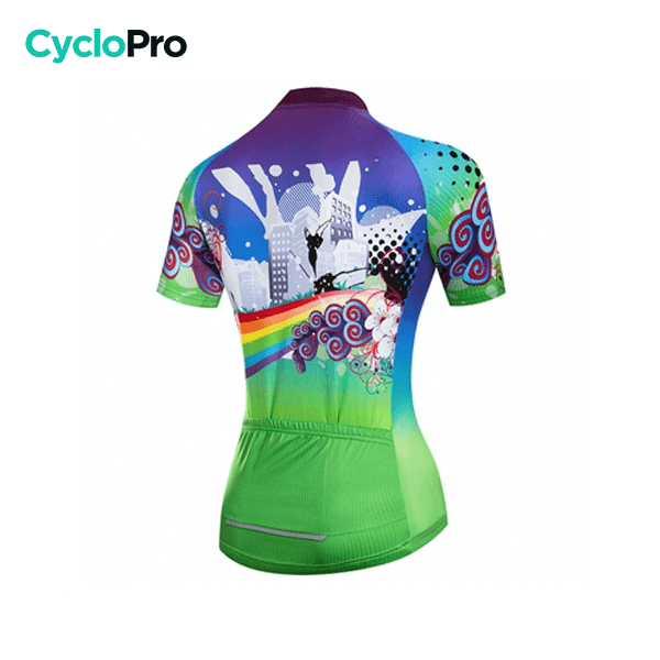 MAILLOT MANCHE COURTE FEMME - RAINBOW - DESTOCKAGE Cyclo Pro 