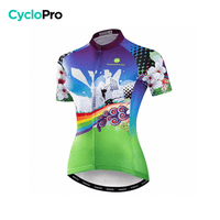 MAILLOT MANCHE COURTE FEMME - RAINBOW - DESTOCKAGE Cyclo Pro S 