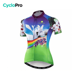 MAILLOT MANCHE COURTE FEMME - RAINBOW - DESTOCKAGE Cyclo Pro S 