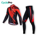 TENUE CYCLISTE HIVER ROUGE - ABSTRACT+ - DESTOCKAGE tenue de cyclisme CycloPro Sans XS 