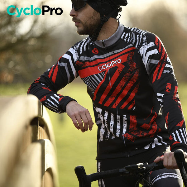TENUE CYCLISTE HIVER ROUGE - DIRTY+ tenue de cyclisme CycloPro 