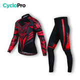 TENUE CYCLISTE HIVER ROUGE - SQUAD+ tenue de cyclisme CycloPro Sans XS 