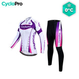 Tenue Vélo Hiver Violet - Confort+ - DESTOCKAGE tenue thermique femme CycloPro Sans bretelles XS 