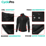 Veste Thermique Cyclisme Noire - Mountain+ Veste thermique velo CycloPro 