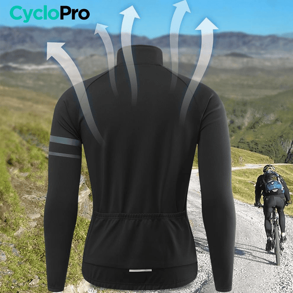 Veste Thermique Cyclisme Noire - Mountain+ Veste thermique velo CycloPro 